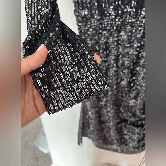 Free People Womens Giselle Sequined One Shoulder Mini Dress - Picture 8 of 11